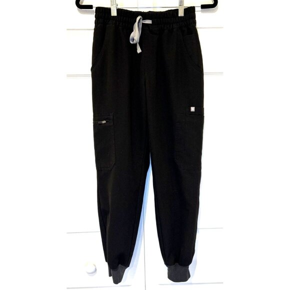 Figs Women Scrub Pants XS Black Jogger Stretch Technical Medical Drawstring - Picture 2 of 12